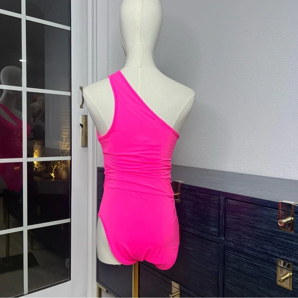 NWT Neon Pink Asymmetric Bodysuit - Picture 3 of 5